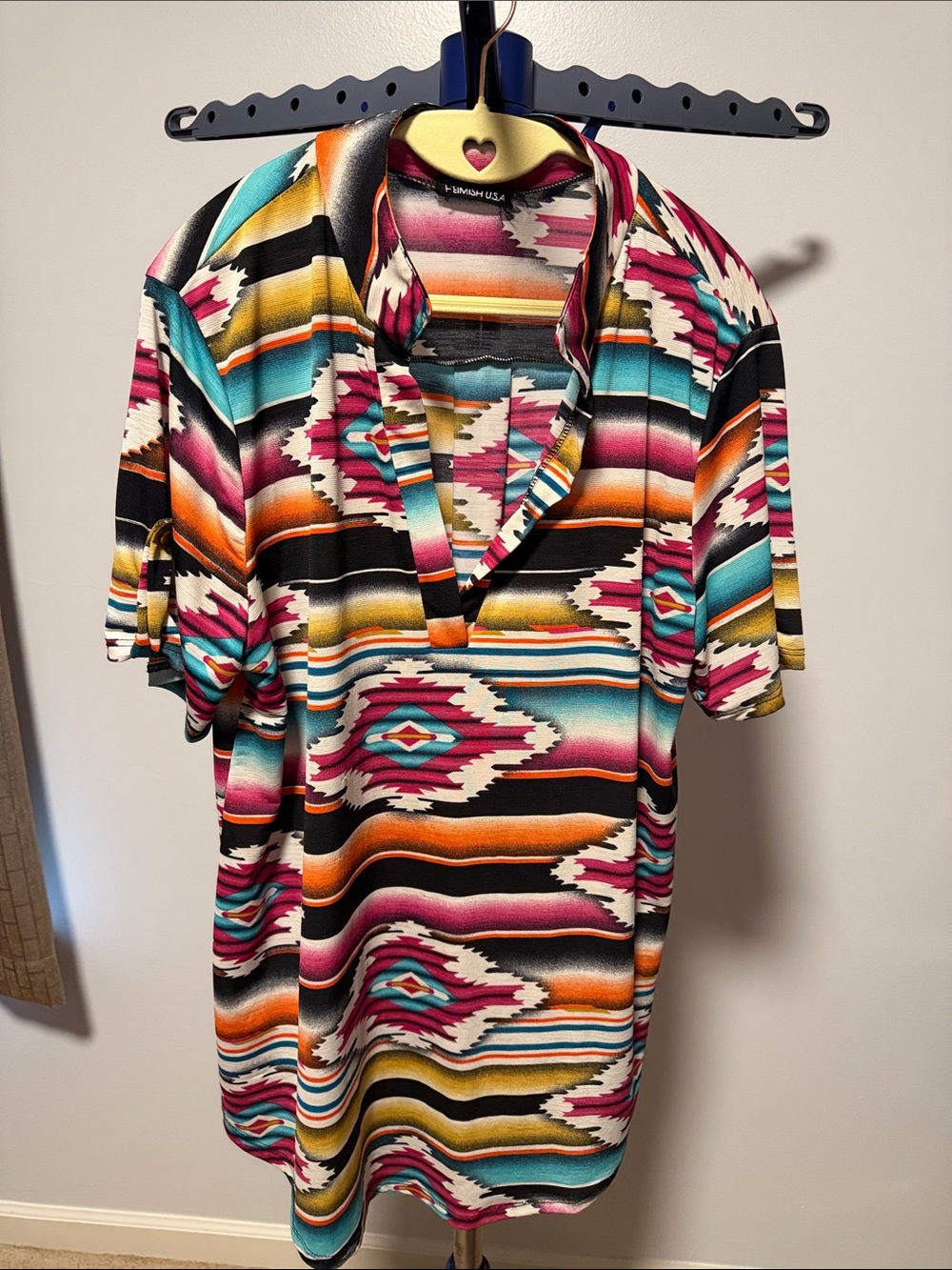 Vibrant Multicolor Aztec-Print Shirt